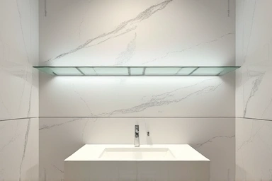 Luxurious bathroom with marble shelf