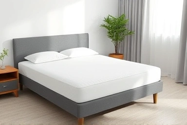 Modern bedroom with protected mattress