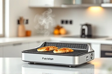 Modern kitchen with advanced smoke-free fish griller