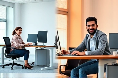 Cold office feet vs. warm, productive feet under heater.