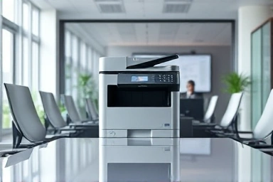 Efficient modern office with multifunction printer