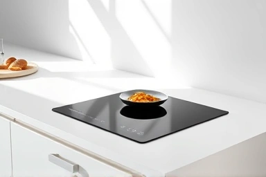 Sleek single-burner induction cooktop on a modern kitchen counter.