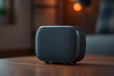 Minimalist Bluetooth speaker with ambient mood lighting.