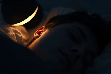 Peaceful sleep in a quiet bedroom, serene atmosphere.