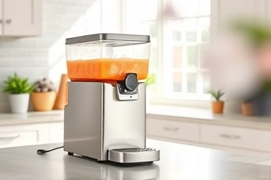Home slush maker creating a refreshing icy drink in a modern kitchen.
