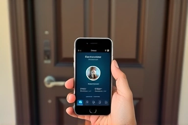 Smartphone app controlling a smart door lock remotely