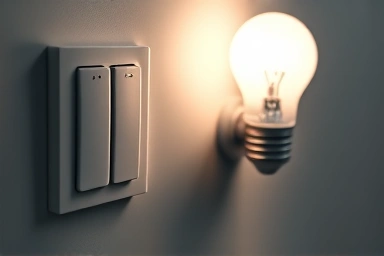 Modern smart light switch and energy-efficient smart bulb.