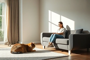 Home exercise machine providing quiet fitness in a peaceful living room.