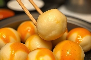 Delicious takoyaki cooking in a maker