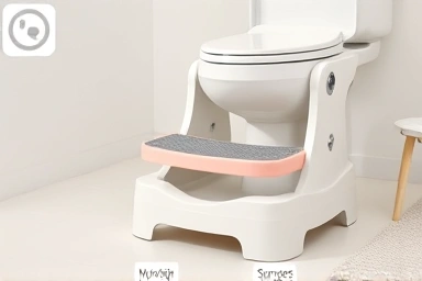 Close-up of secure, non-slip toddler step stool for toilet