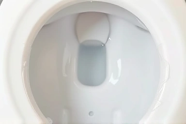 Toilet clog solution using plastic wrap and tape