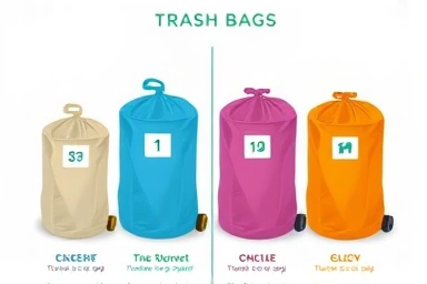 Infographic comparing trash bag prices and types.