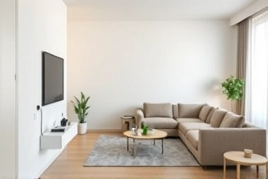 Sleek ultrasonic pest repeller in a modern living room setting.