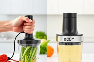 Manual vs. automatic vegetable chopper comparison in a kitchen