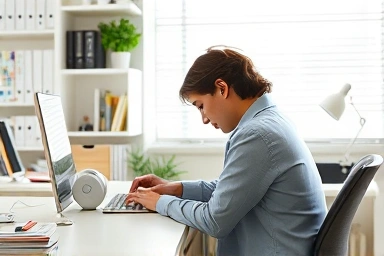 Focused work environment with white noise machine for concentration