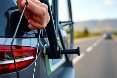Securing a bicycle to a hitch-mounted car rack