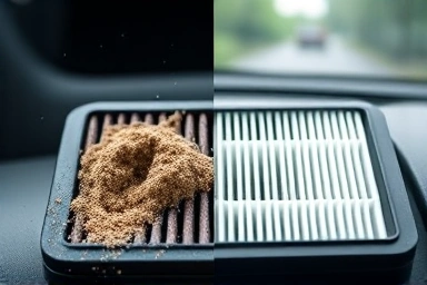 Dirty vs clean car air conditioner filter comparison