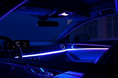 Luxurious car interior with customizable ambient lighting