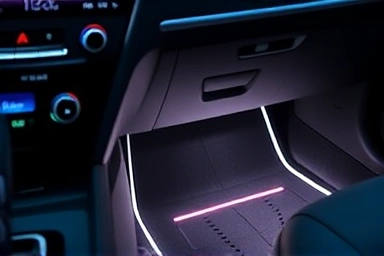 Car interior LED lighting: footwell and door handle illumination