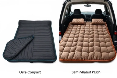 Comparison of compact air mat and plush self-inflating mat.