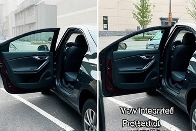 Comparison: car door damage vs. protected door with guard.