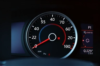 Modern car dashboard, engine temperature, efficient start-up.