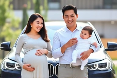 Family saving on car insurance with child discount