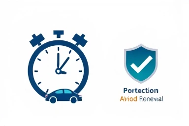 Car insurance clock ticking down, leading to protection and avoidance of fines.