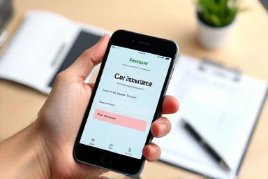 Smartphone showing car insurance payment confirmation
