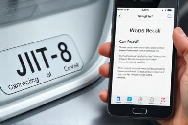 Car VIN plate and recall notification on smartphone