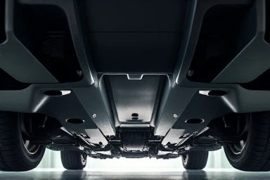 Sleek car underbody with aerodynamic panel