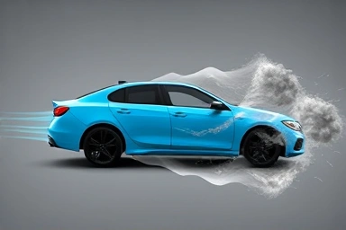 Aerodynamic airflow visualization around a car