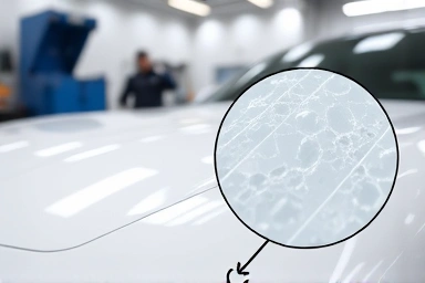 Microscopic view of a car's protected paint surface.