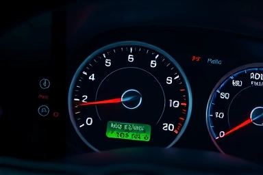 Car dashboard with high score and discount symbol