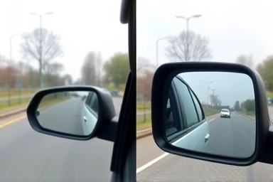 Comparison of traditional vs. digital side mirror clarity in rain