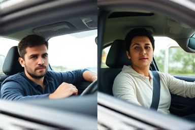 Driver's stress from car vibrations vs. relaxation after repair.