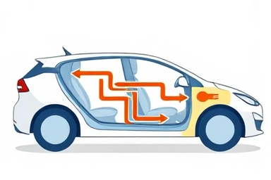 Heat pump system in electric car for winter efficiency