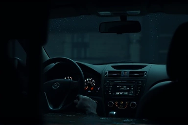 Car interior submerged in floodwater, symbolizing immediate action.