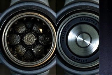Before and after of a dirty vs clean GDI engine intake valve