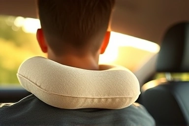 High-density memory foam car neck pillow providing comfort.
