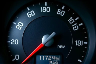 Car odometer with subtle signs of tampering.