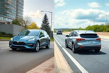 PHEV dual-power system illustrating electric and gasoline use
