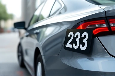 Modern car with privacy parking number plate