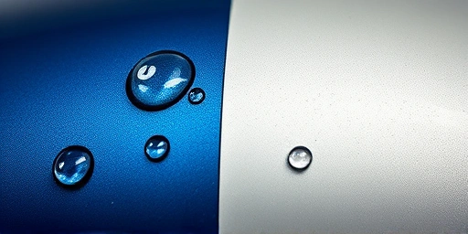 Microscopic view of car wax protection: beading difference