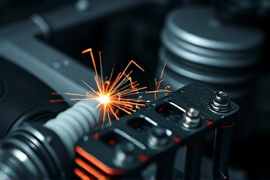 Car engine ignition system with glowing spark plug and coil