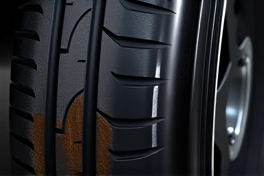 Car tire transformation from brown to black with shine