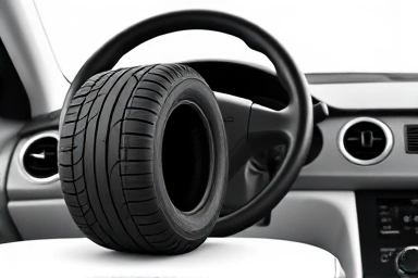 Steering wheel tilted, symbolizing car alignment issues