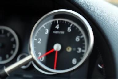 Used car odometer and magnifying glass inspection.