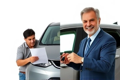 Car owner confidently selling car for fair price, avoiding appraisal deductions.