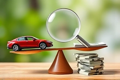 Balanced scale symbolizing savings in used car private sale